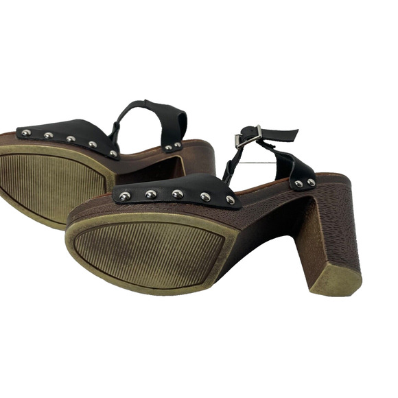 Rampage Quendele T Strap Heeled Sandal Brown Black Studded Size 6 FLAWED - Picture 8 of 10